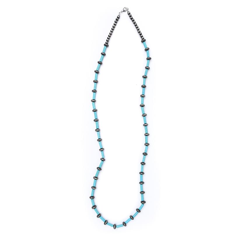  West And Co Turquoise Tube Bead Faux Navajo Pearl Necklace