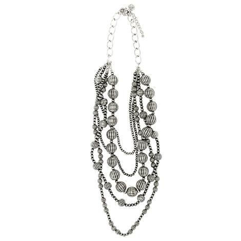 West And Co Worn Silver Melon Bead Necklace