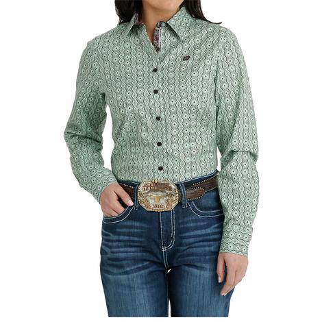 Cinch Women's Green Long Sleeve Button-Down Shirt