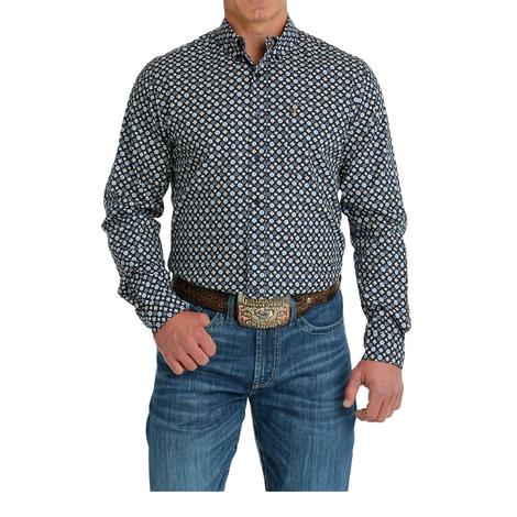 Cinch Modern Fit Long Sleeve Blue Print Buttondown Men's Shirt