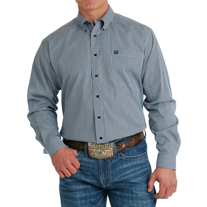  Cinch Men's 3xl Blue Long Sleeve Button- Down Shirt