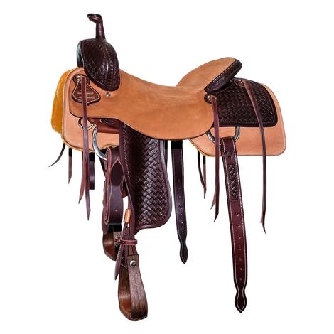 STT Half Mahogany Big Weave Tool Half Natural Roughout Ranch Cutter Saddle with Fender Tool