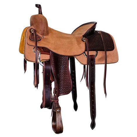 STT Half Mahogany Small Weave Tool Half Natural Roughout Ranch Cutter Saddle with Fender Tool and Pencil Roll