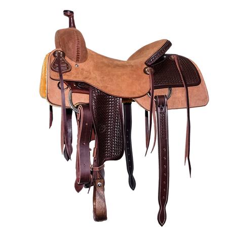 STT Quarter Mahogany Association Tool 3/4 Natural Roughout Ranch Cutter Saddle with Fender Tool