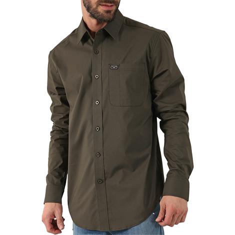 Kimes Ranch Linville Dark Army Long Sleeve Buttondown Men's Shirt