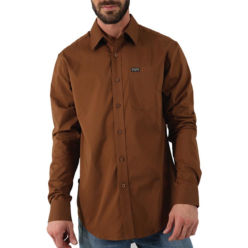  Kimes Ranch Linville Brown Long Sleeve Button- Down Men's Shirt