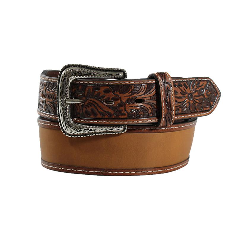 Brown and Suede Tooled Leather Men's Belt by Ariat
