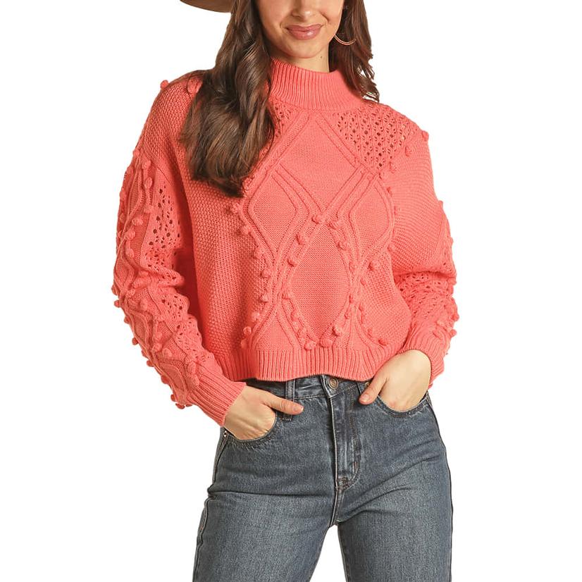  Rock And Roll Cowgirl Ladies Coral Knots Sweater