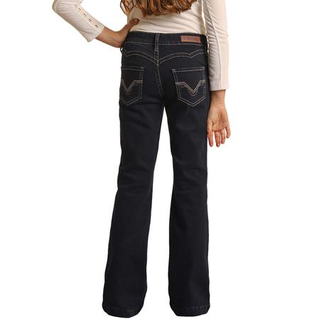 Rock & Roll Cowgirl Dark Wash Girls Trouser Jeans