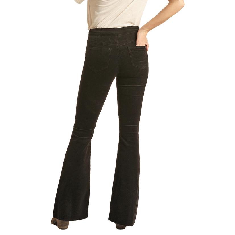  Rock And Roll Cowgirl Black Corduroy Flare Women's Jeans