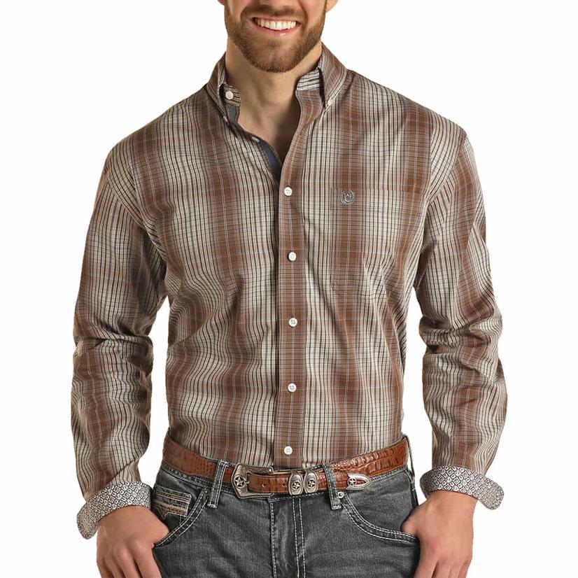  Panhandle Ombre Plaid Long Sleeve Men's Shirt