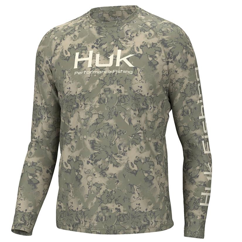  Huk Pursuit Fin Flats Long Sleeve Men's Crew Shirt