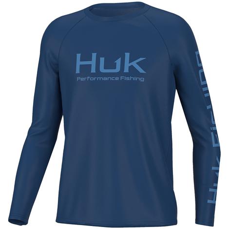 Huk Pursuit Solid Set Sail Long Sleeve Boys Shirt