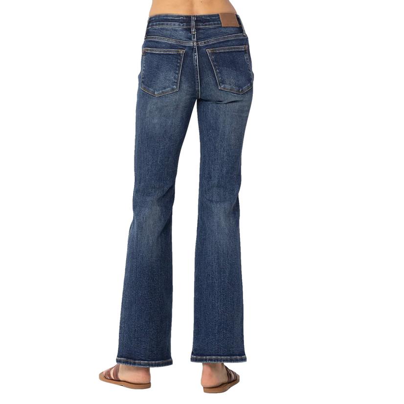 Medium Rise Vintage Wash Rugged Women's Bootcut Jeans by Judy Blue