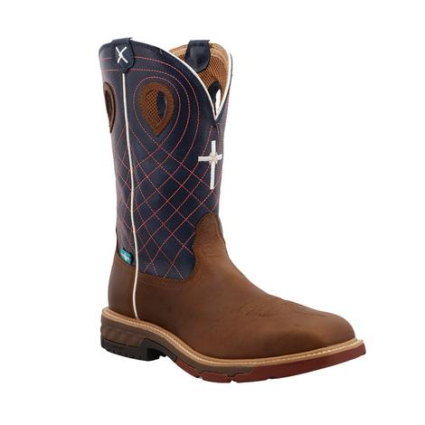 Twisted X Navy Brown Western Men's Work Boots