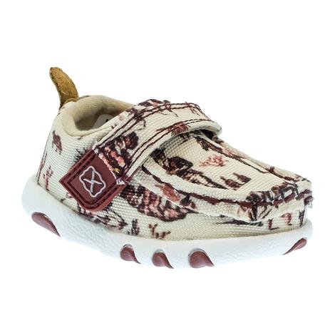 Twisted X Maroon Print Infant Driving Mocs