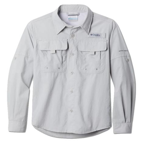 Columbia Cool Grey PFG Bahama Long Sleeve Boy's Shirt 