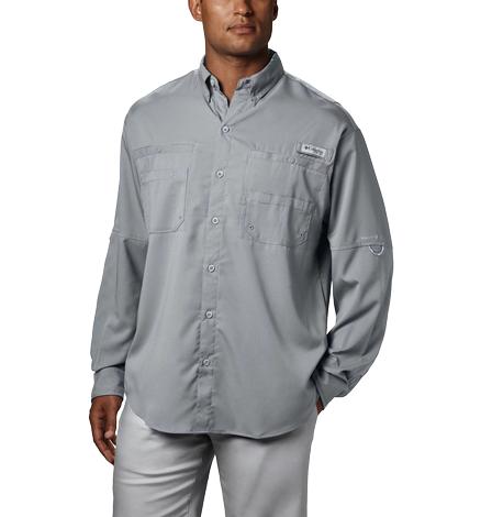 Columbia Tamiami II Long Sleeve Tall Cool Grey Men's Shirt