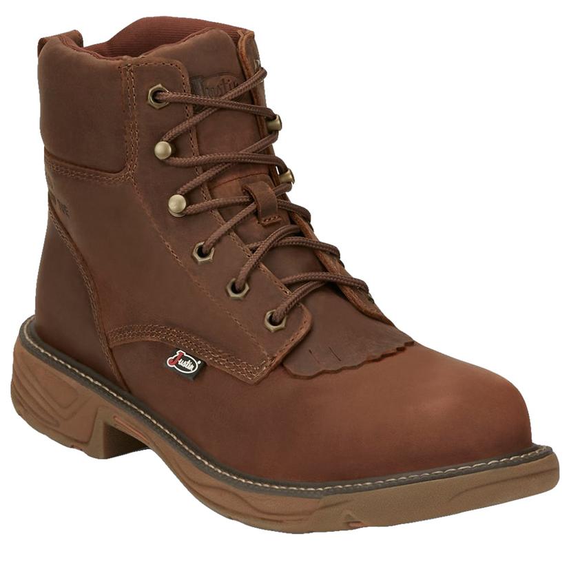  Justin Work Boots Rush Barley Men's Brown Lace Up