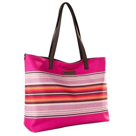Wrangler Hot Pink Serape Pattern Canvas Tote Bag