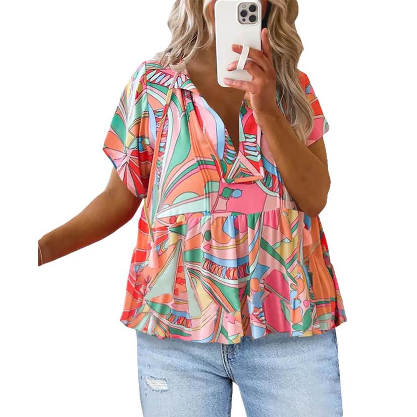  Full Time Purchase Boho Abstract Women's Blouse