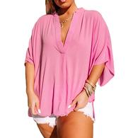 Full Time Purchase Pink Flowy Plus Size Women's Blouse
