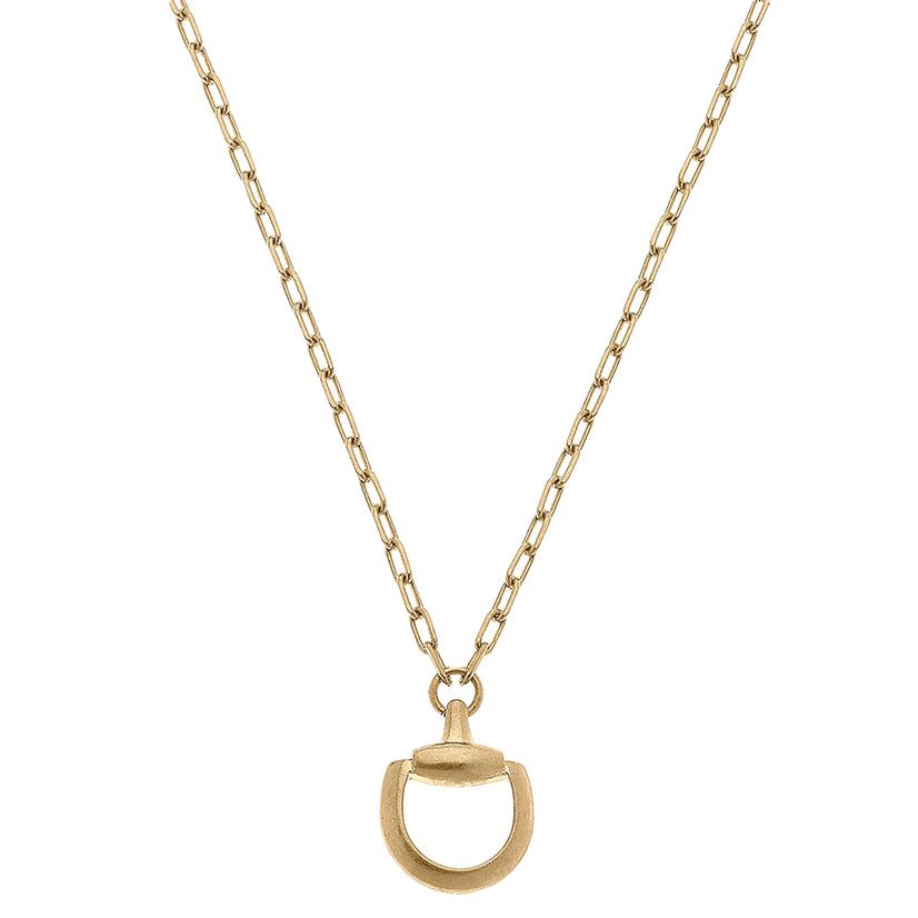  Canvas Worn Gold Andie Horsebit Pendant Chain Necklace