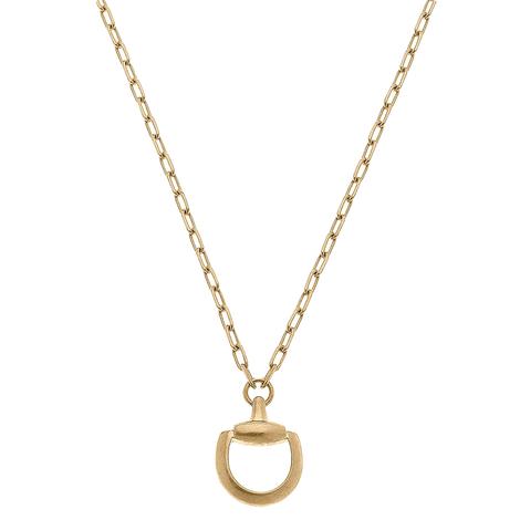 Canvas Worn Gold Andie Horsebit Pendant Chain Necklace