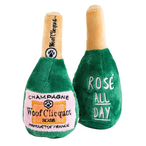 Haute Diggity Dog Woof Clicquote Rose Champagne Bottle Squeaker Small Dog Toy