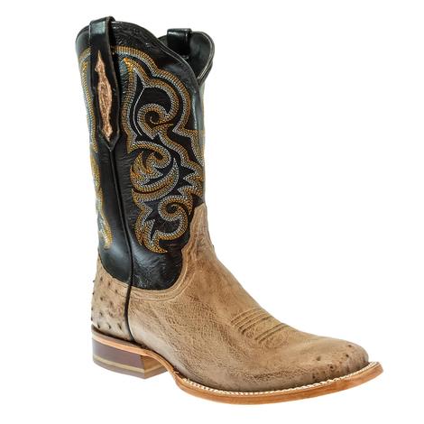 Tony Lama Ponderosa Antique Coffee Smooth Ostrich Square Toe Women's Boot