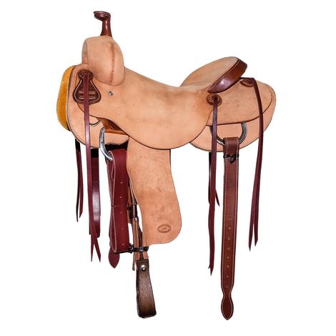 STT Full Natural Roughout with Round Skirt Ranch Cutter Saddle