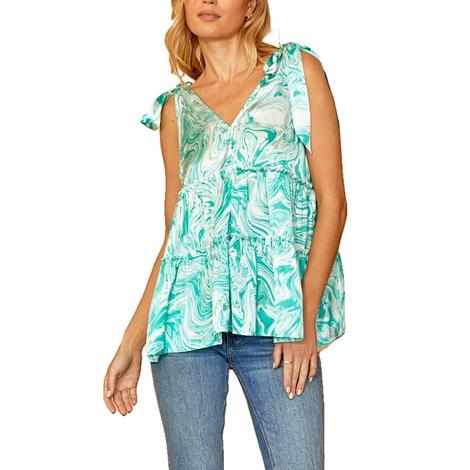 Andree By Unit Tired Satin Print Babydoll Women's Blouse