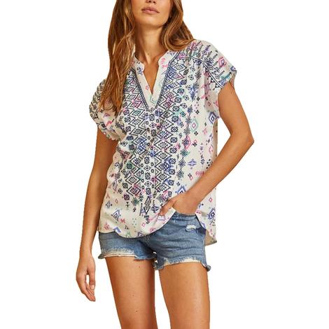 Andree By Unit Embroidery Patterned Plus Size Women's Blouse
