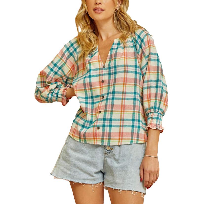  Andree By Unit Plaid Women's Top