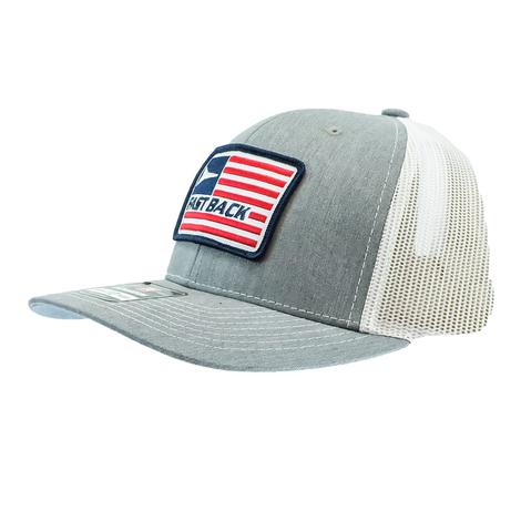 Fast Back Heather Grey and White Flag Logo Cap