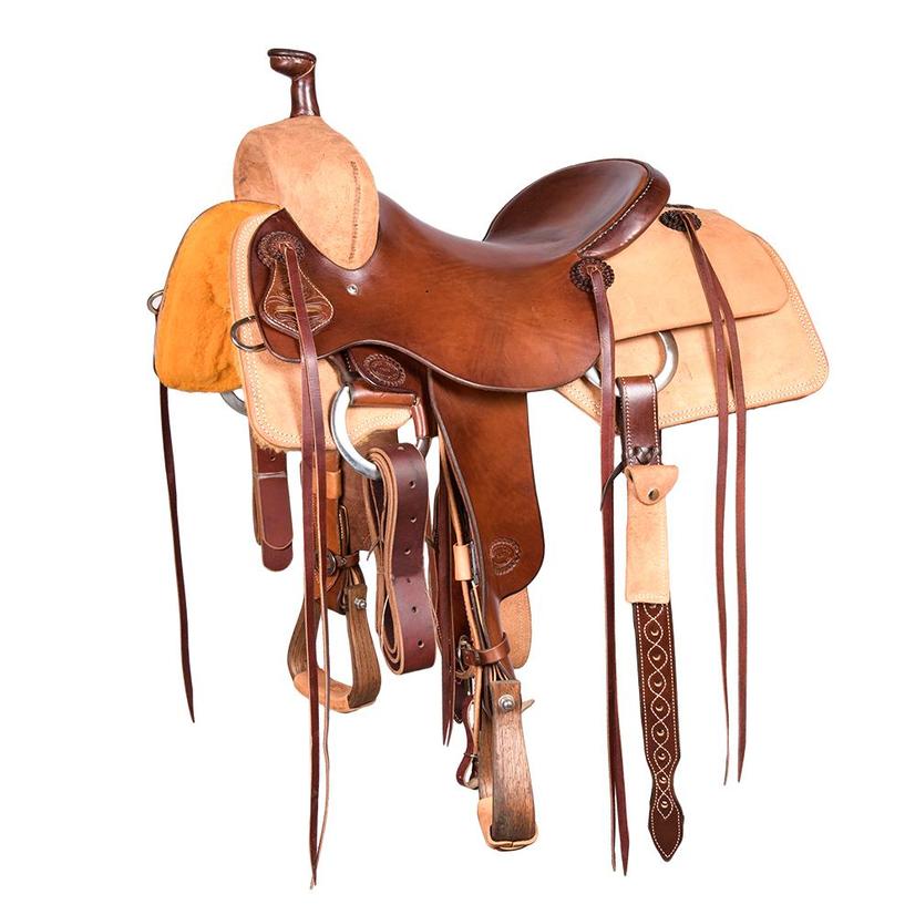  Stt Ranch Cutter Saddle - Half Chocolate Slickout Half Roughout