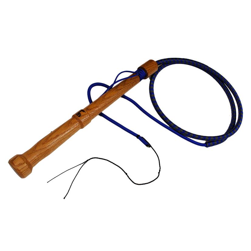  Double C Customs 8 ' Electric Blue/Gray Bull Whip With Oak Handle