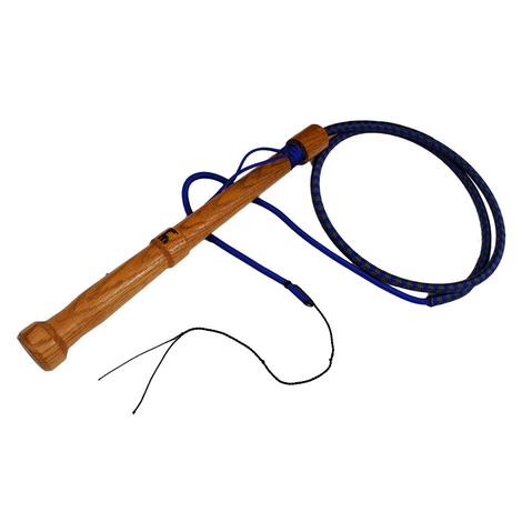 Double C Customs 8' Electric Blue/Gray Bull Whip With Oak Handle