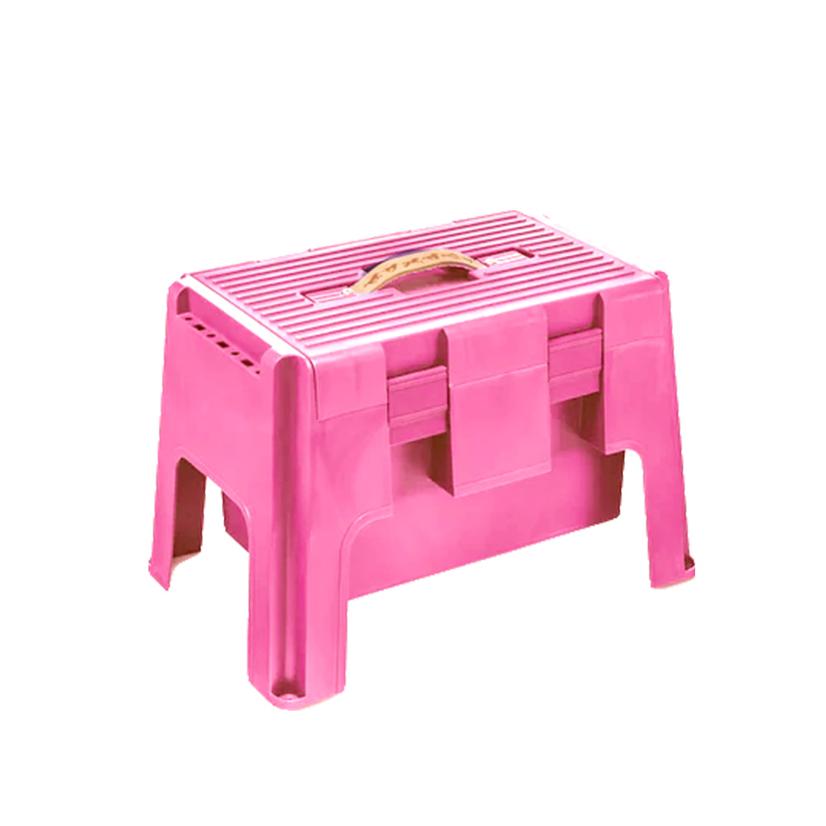 Grooming Stool with Flip-top Tool Box and Storage Compartment - Asst Colors PINK