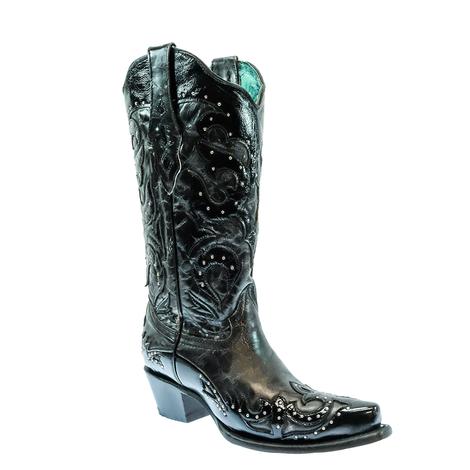 Corral All Black Embellished Snip Toe Women's Cowboy Boot