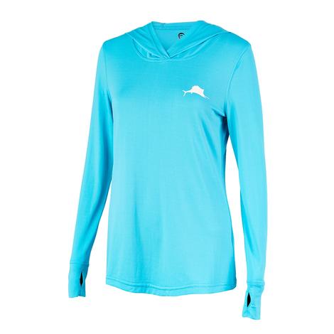 Pelagic Aquatek Hooded Long Sleeve Turquoise Women's Shirt