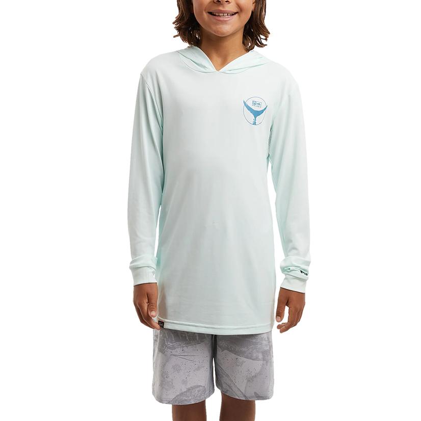  Pelagic Seafoam Aquatek Long Sleeve Hooded Boys Fishing Shirt
