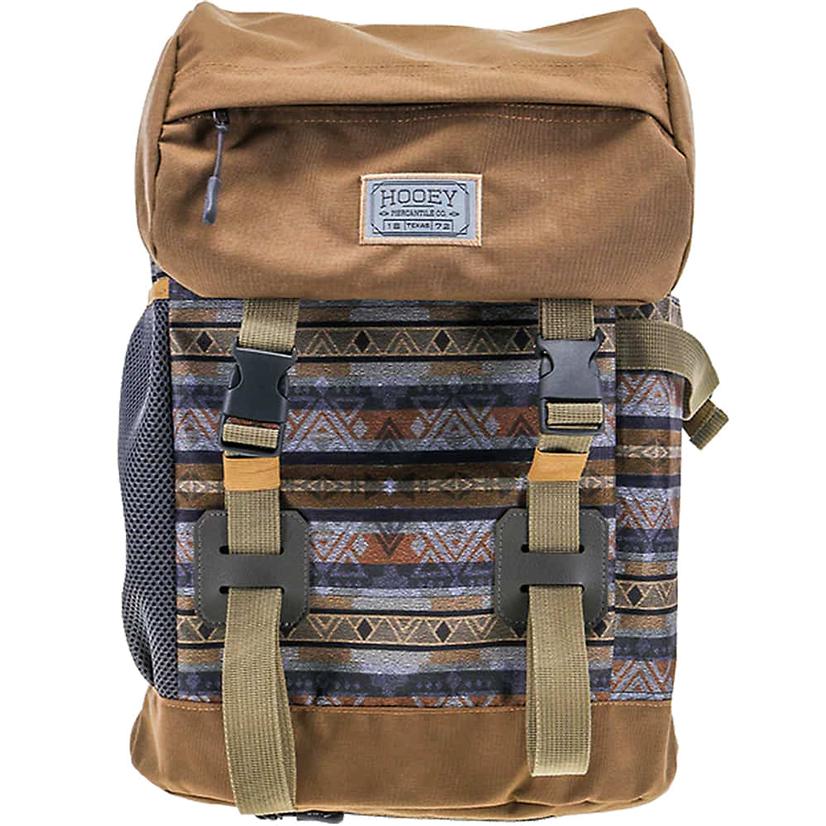  Hooey “ Topper Ii ” Backpack   Grey/Tan Stripe Pattern Body With Tan Lid And Accents