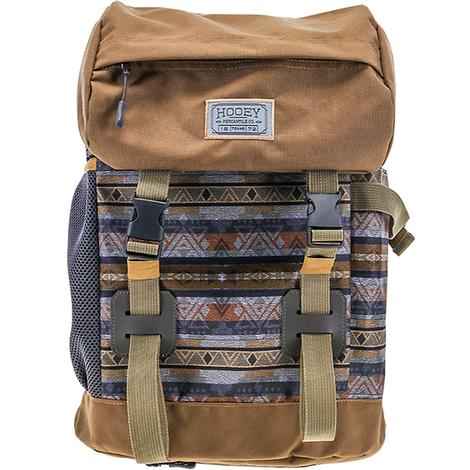 Hooey “Topper II” Backpack Grey / Tan Stripe Pattern Body with Tan Lid and Accents