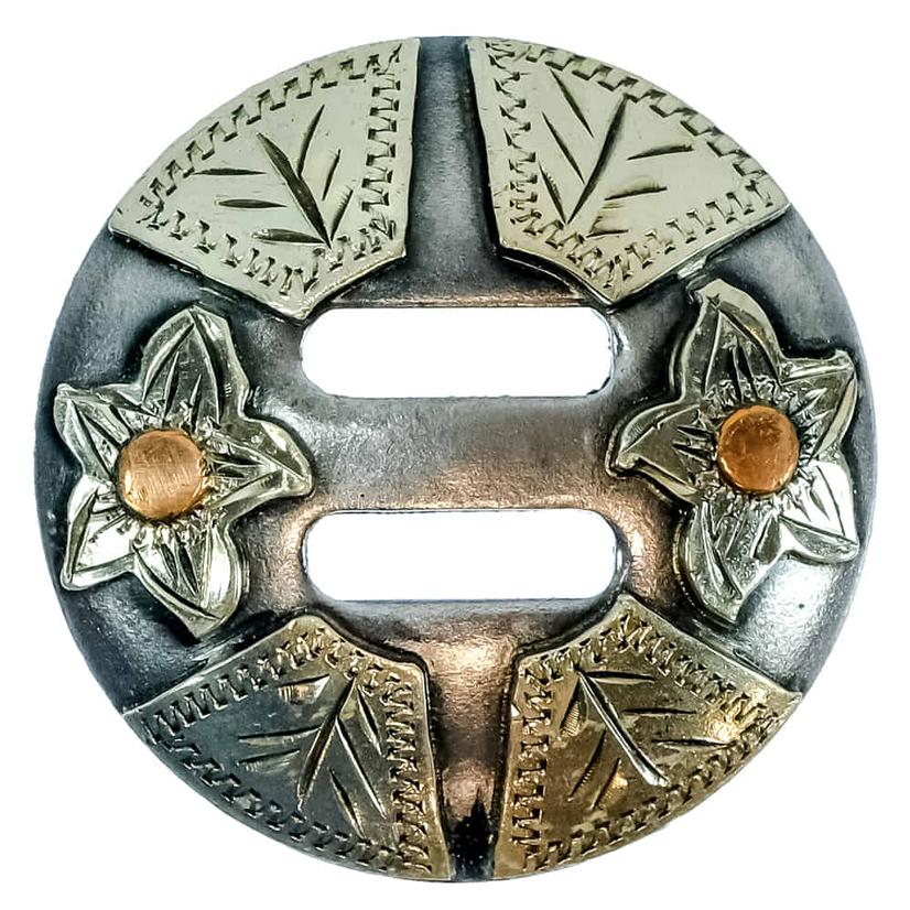 Flower Scroll Slotted Saddle Conchos 1.5 Set of 6