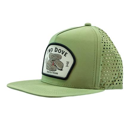Two Dove Green Perforated Nylon Rattlesnake Patch Meshback Cap