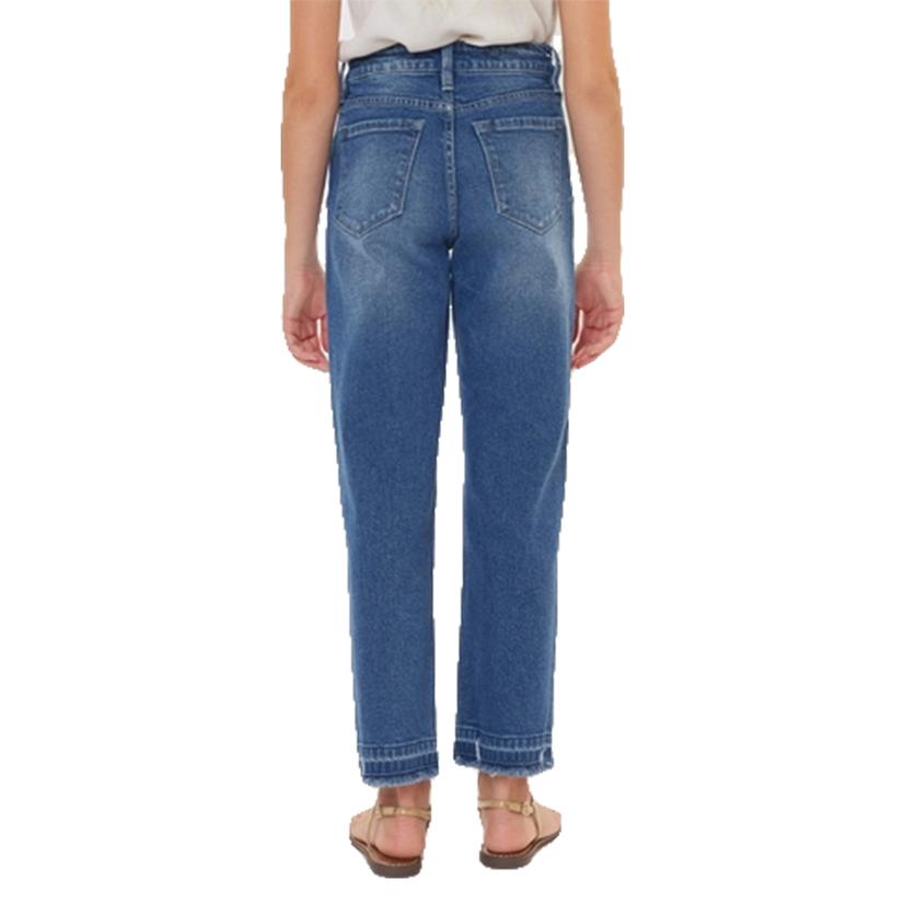  Kancan Straight Fit Frayed Capri Bottom Girl's Jeans