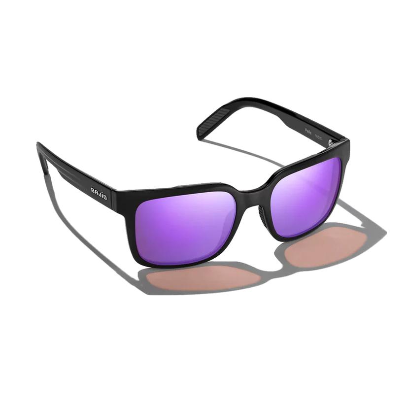  Bajio Paila Black Gloss With Violet Mirror Plastic Lens Sunglasses