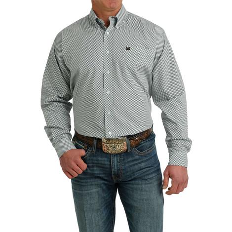 Cinch Blue Printed Men's Long Sleeve Button-Down Shirt