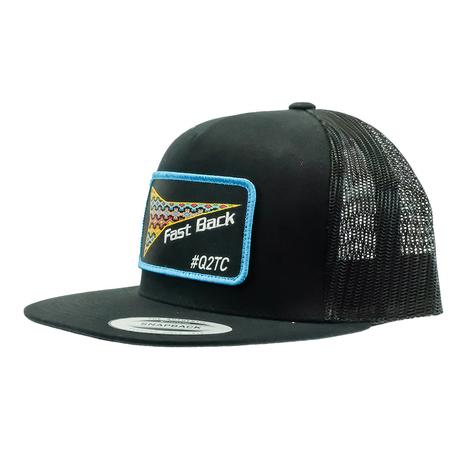 Fast Back Black Flat Bill With Aztec Patch Meshback Cap